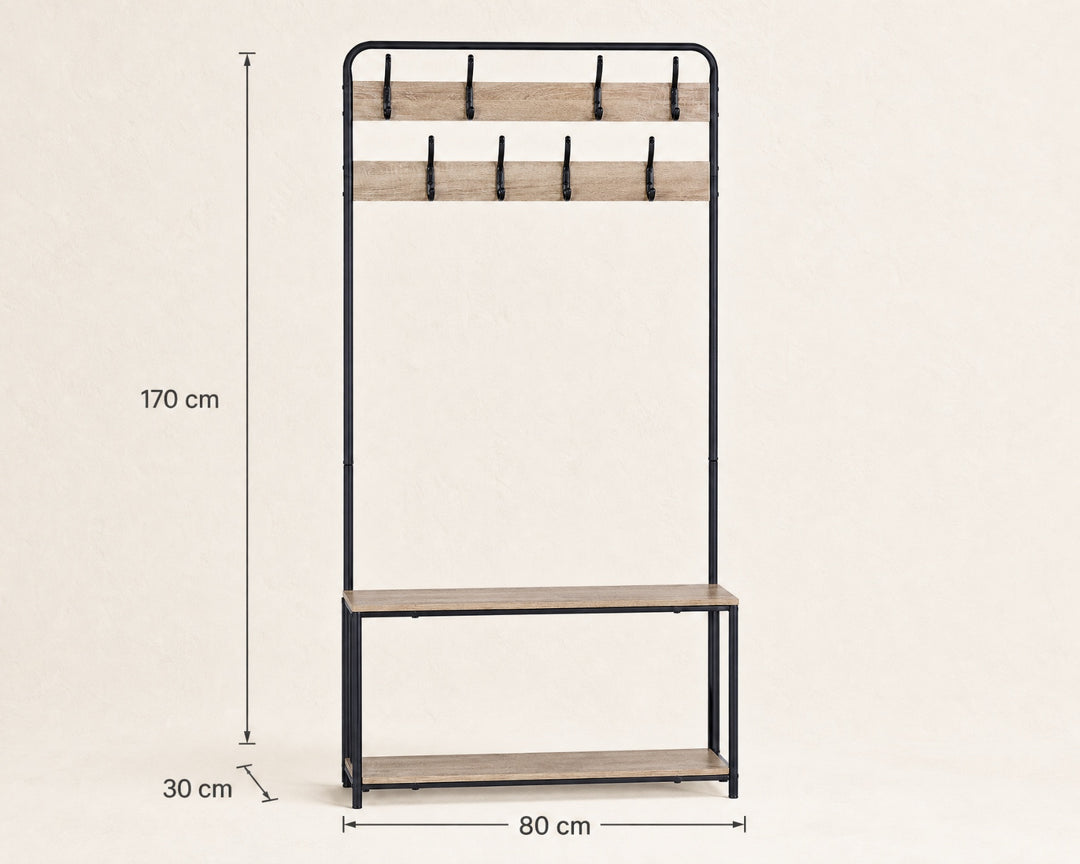 Estante Perchero Recibidor Metal con Doble Estante 80x170 cm - imagen 5