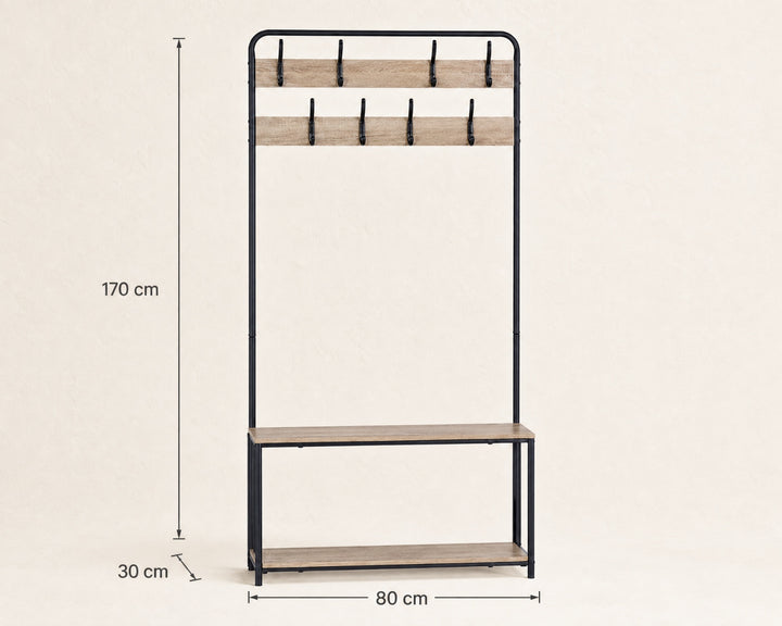 Estante Perchero Recibidor Metal con Doble Estante 80x170 cm - imagen 5