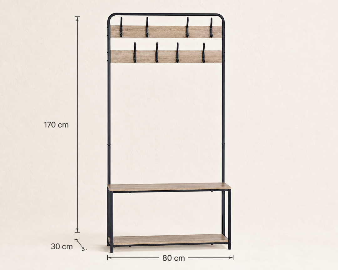Estante Perchero Recibidor Metal con Doble Estante 80x170 cm