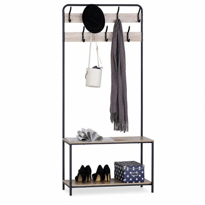 Estante Perchero Recibidor Metal con Doble Estante 80x170 cm - imagen 9