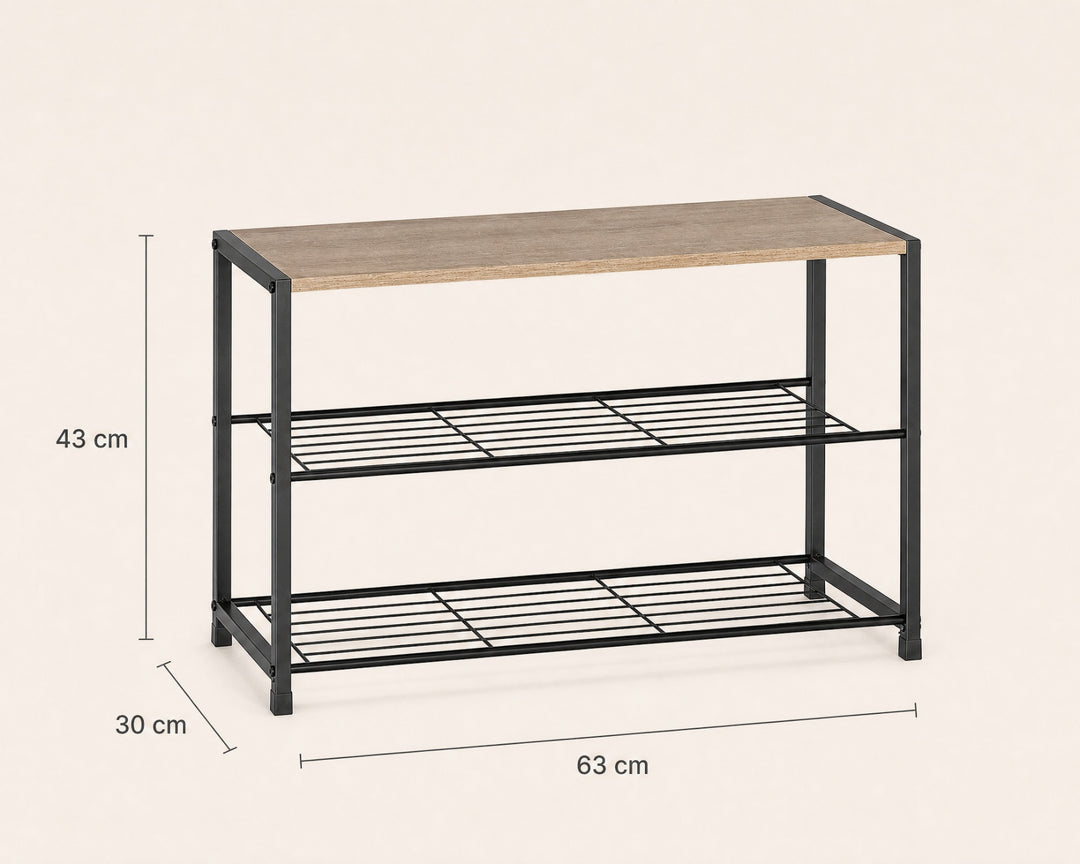 Zapatero de Metal AINSA 3 Alturas con Superficie de Madera - imagen 5