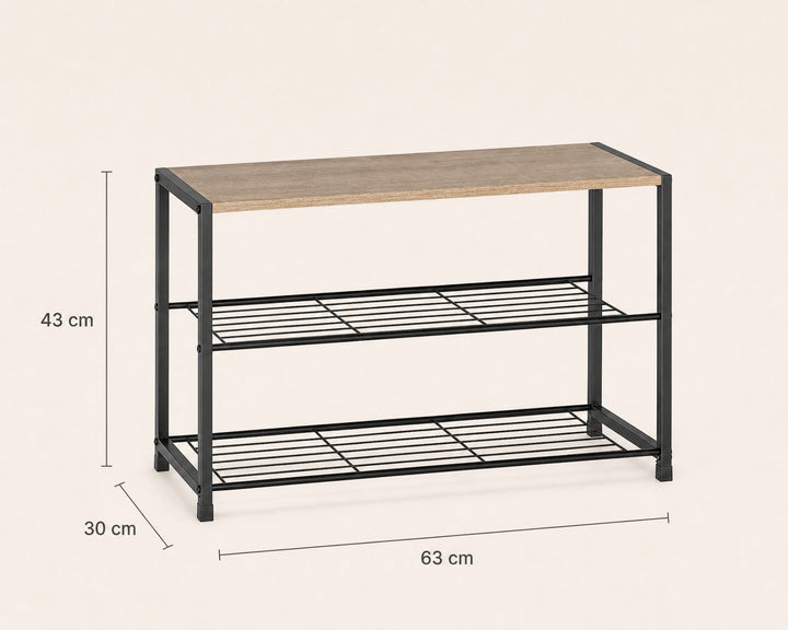 Zapatero de Metal AINSA 3 Alturas con Superficie de Madera - imagen 5