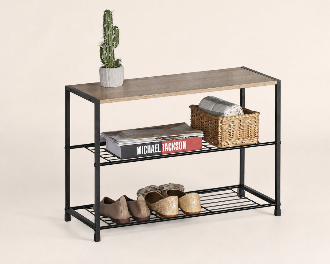 Zapatero de Metal AINSA 3 Alturas con Superficie de Madera - imagen 6