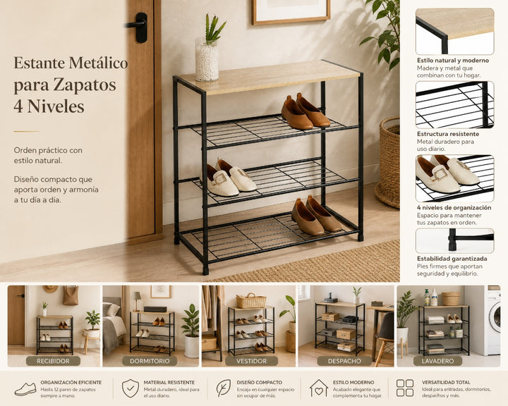 Estante Zapatero de Metal con 4 Alturas AINSA - imagen 8