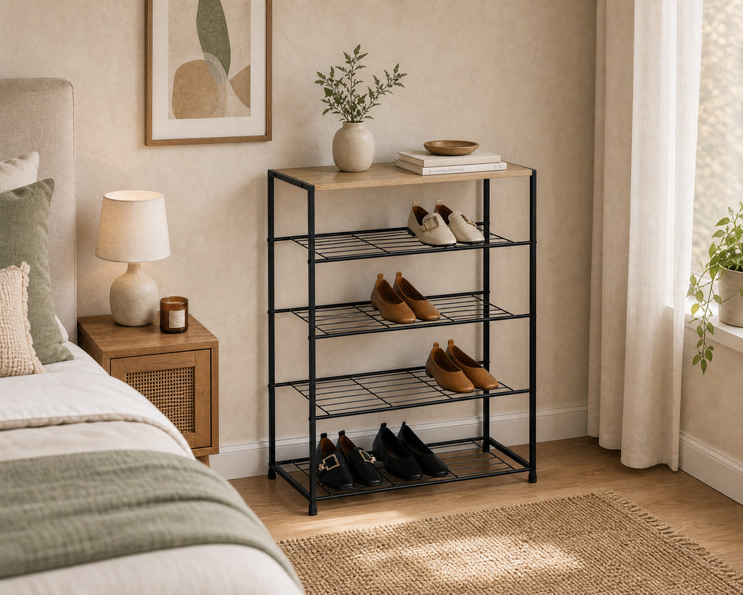 Estante Metálico para Zapatos de 5 Niveles MDF AINSA
