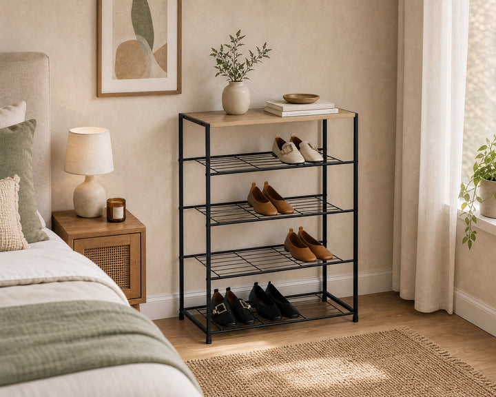 Estante Metálico para Zapatos de 5 Niveles MDF AINSA