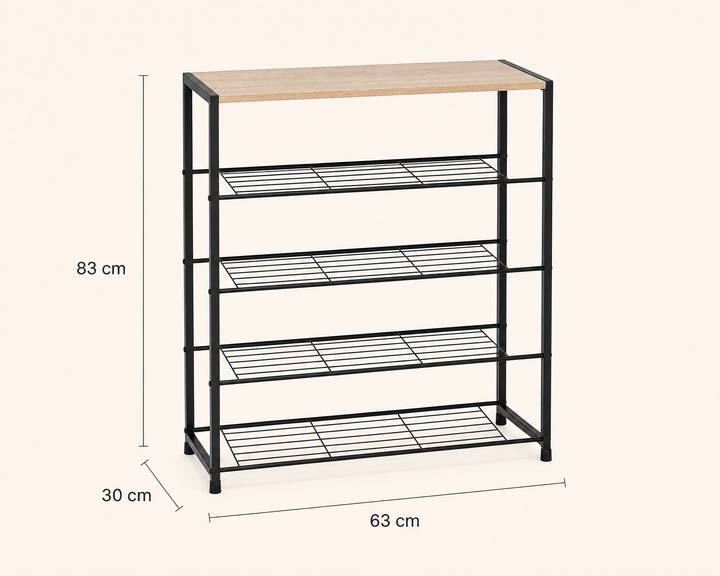 Estante Metálico para Zapatos de 5 Niveles MDF AINSA
