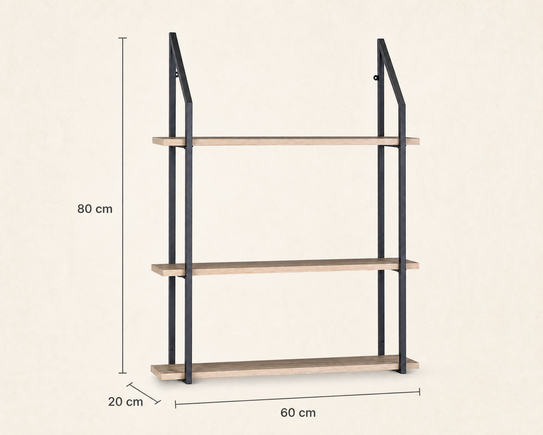 Estantería de Pared en Metal con 3 Niveles NEXO 60x20x80 cm