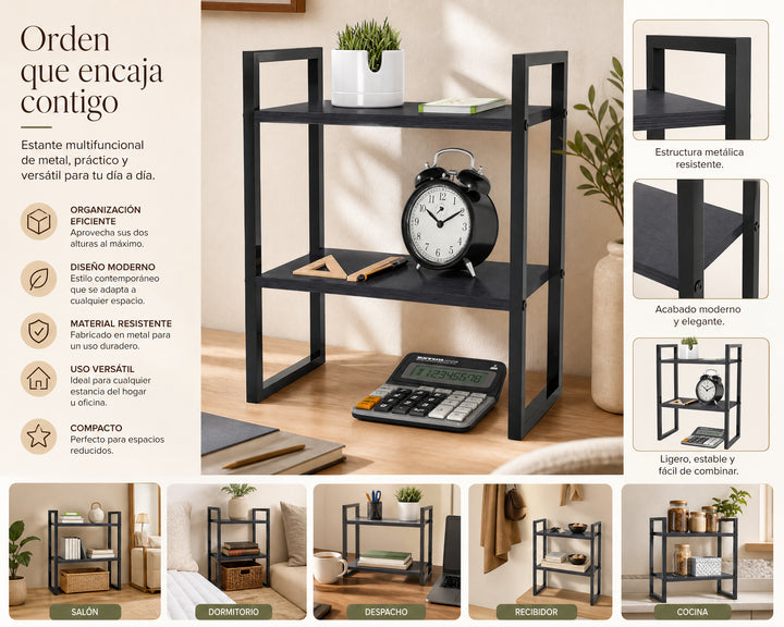 Estante Multifuncional Plankit de Metal - 2 Alturas