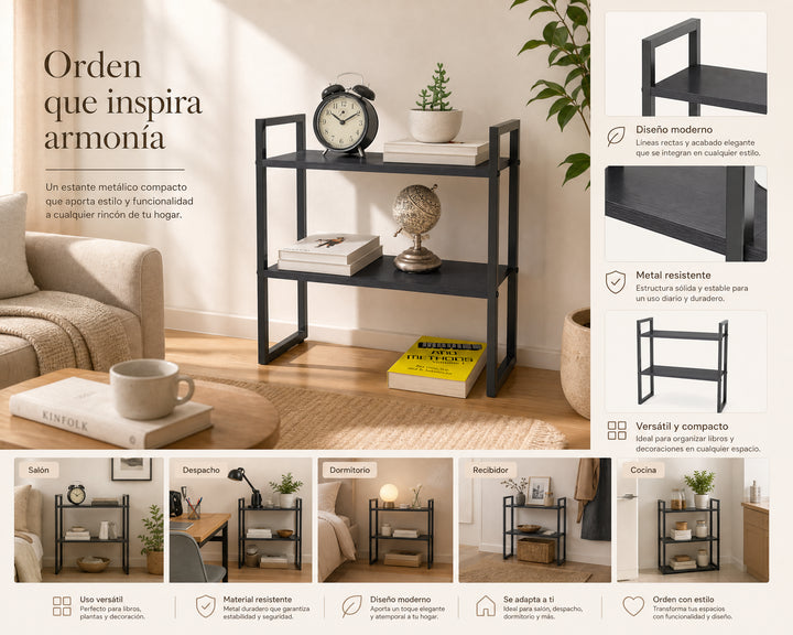 Estante Multifuncional Plankit 2 Niveles en Metal