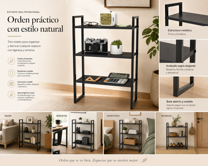Estante Multifuncional Plankit de Metal, 3 Alturas