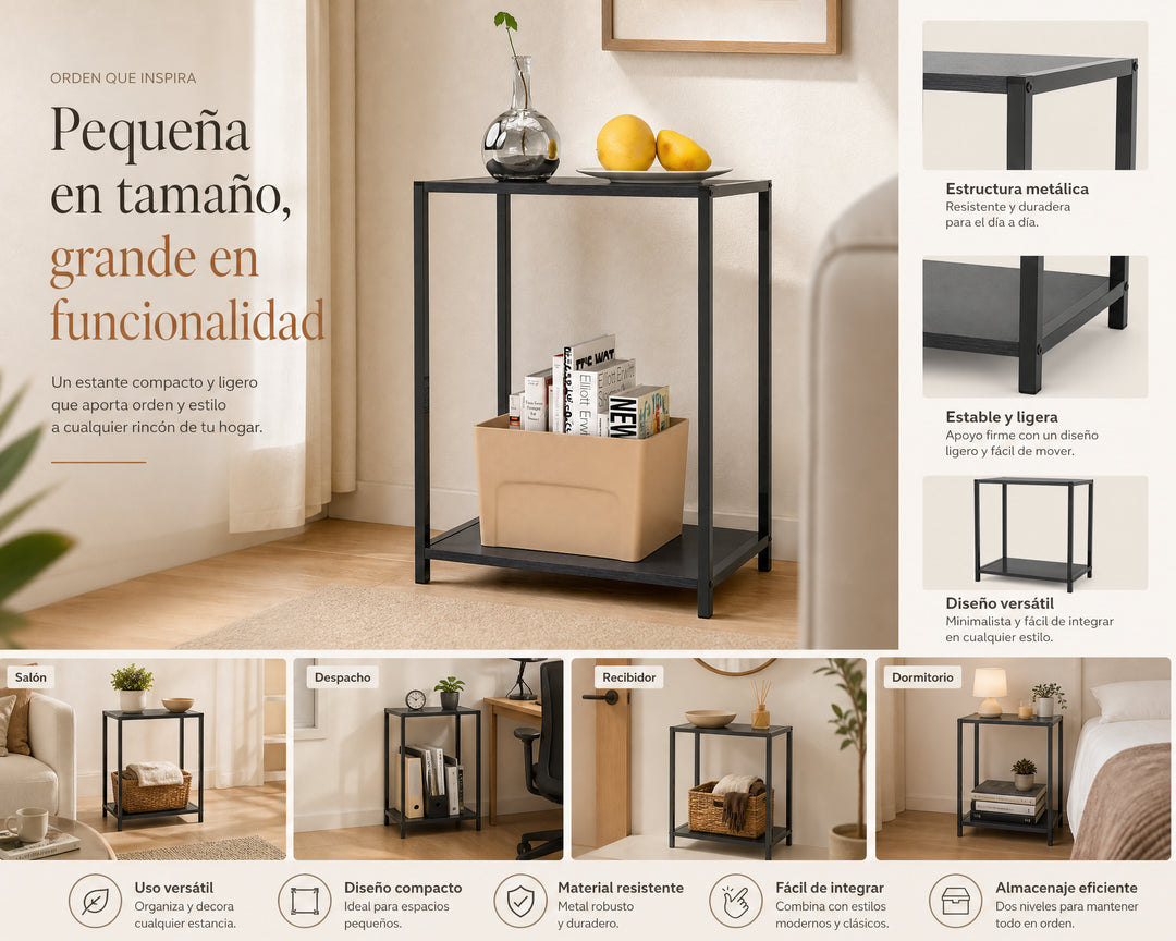 Estantería de Metal Plankit 2 Niveles para Espacios Reducidos