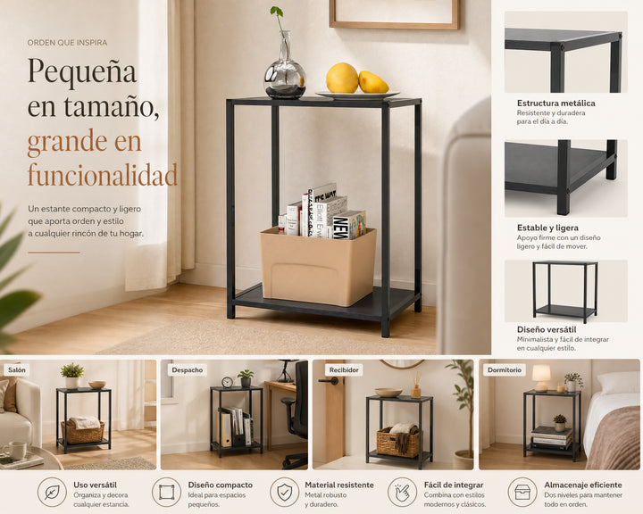 Estantería de Metal Plankit 2 Niveles para Espacios Reducidos