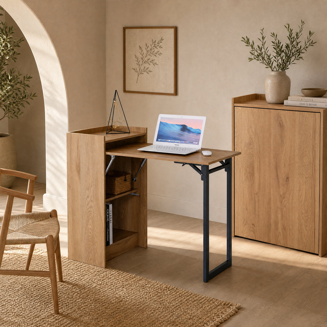 Escritorio Plegable Foldy de MDF con Almacenaje Integrado