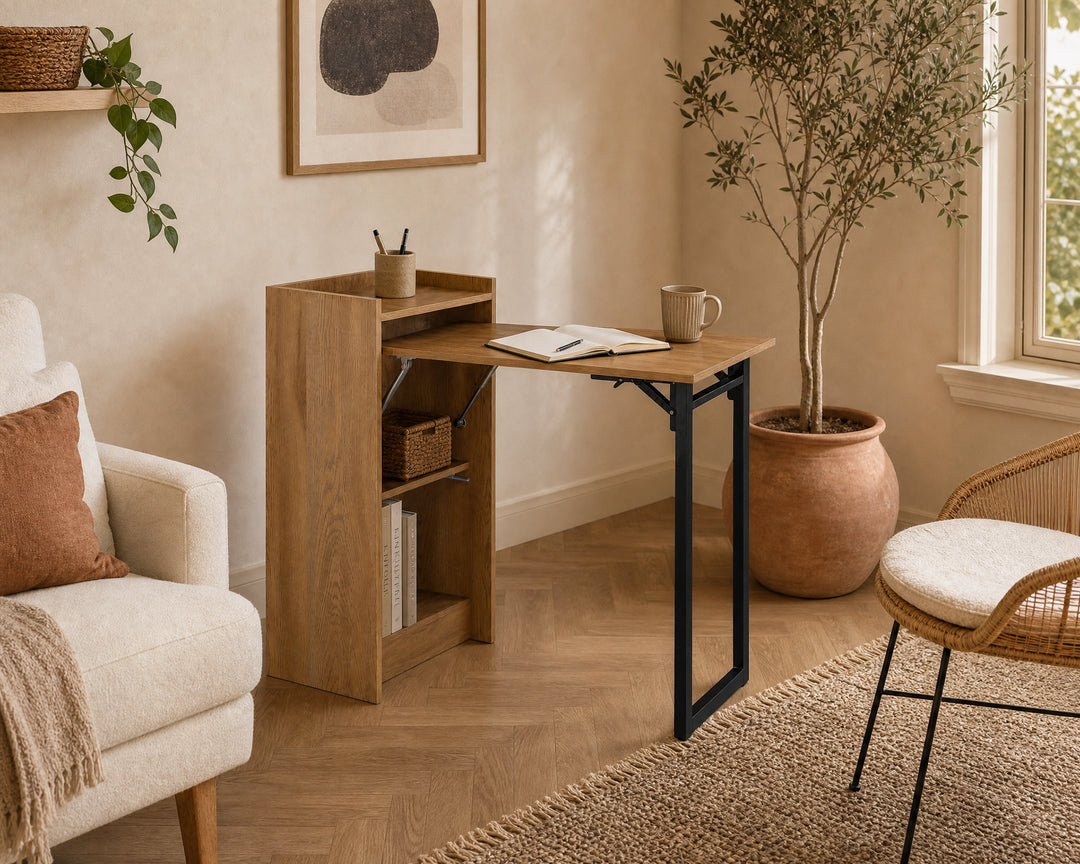 Escritorio Plegable Foldy de MDF con Almacenaje Integrado