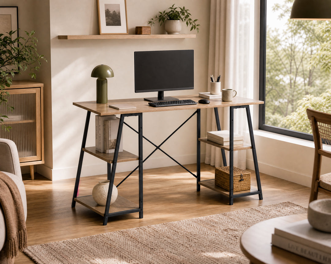 Escritorio Nexo con Estantes Laterales de Metal, 120 cm