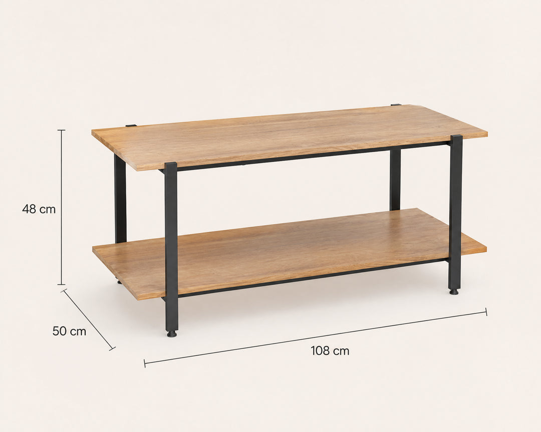 Mesa Auxiliar Nexo con 2 Estantes de Metal y Madera