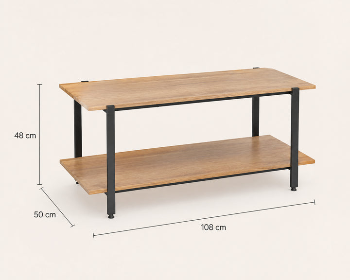 Mesa Auxiliar Nexo con 2 Estantes de Metal y Madera