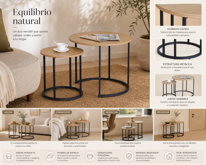 Set de Mesas Auxiliares Nexo con Acabado en Metal