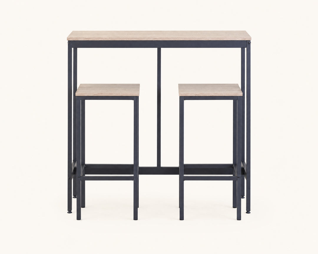 Mesa Bar NEXO con 2 Taburetes de Metal Compacto