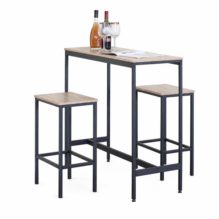 Mesa Bar NEXO con 2 Taburetes de Metal Compacto - imagen 9