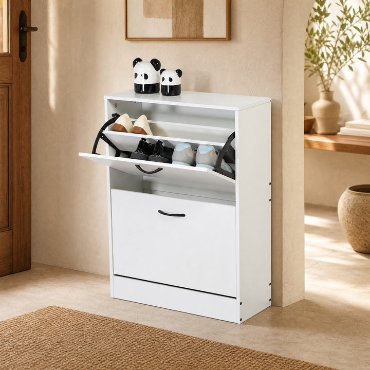 Zapatero Blanco MDF, 2 Alturas, Ahorrador de Espacio - imagen 1