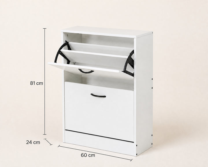 Zapatero Blanco MDF, 2 Alturas, Ahorrador de Espacio