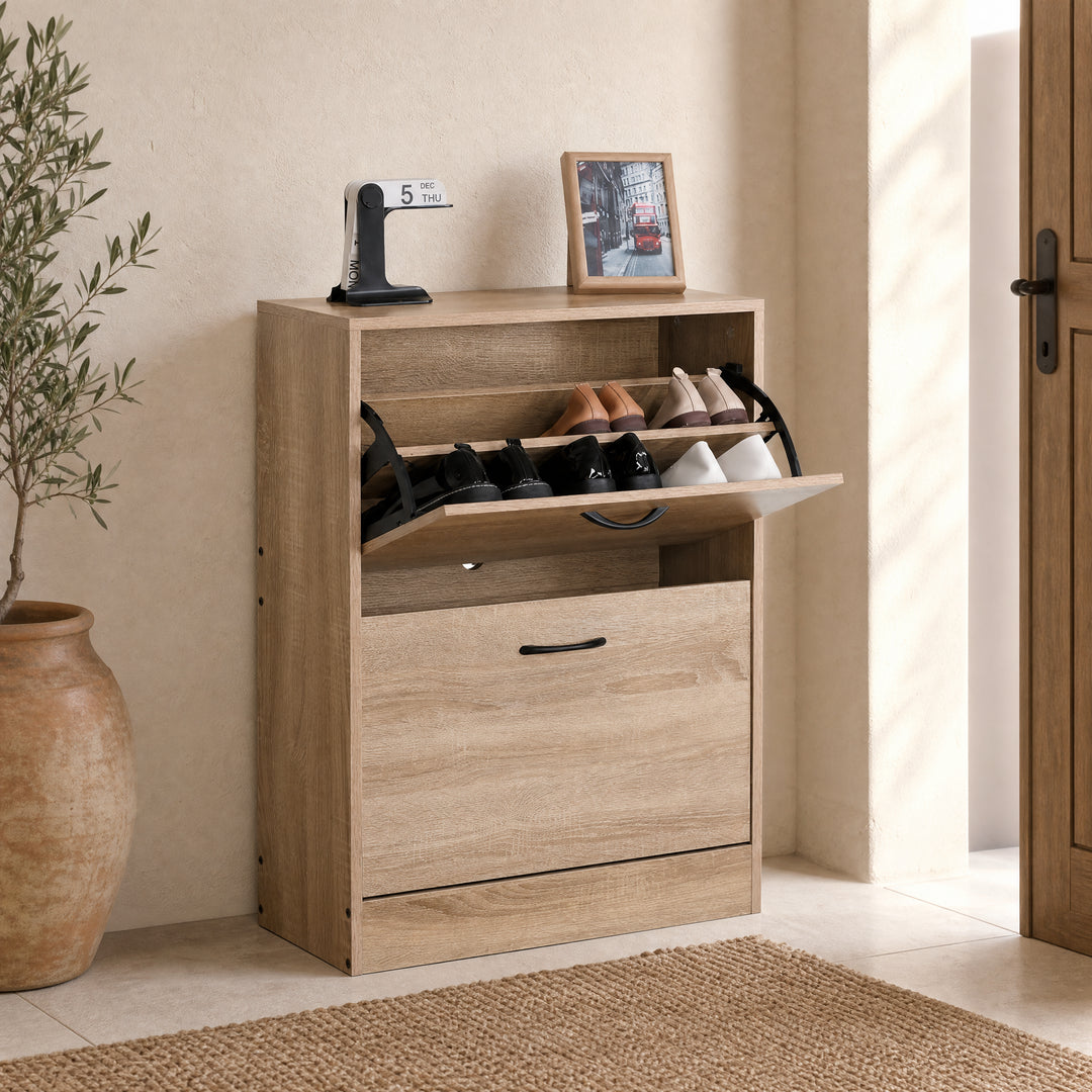 Zapatero de Madera 2 Alturas Walky con Diseño Compacto