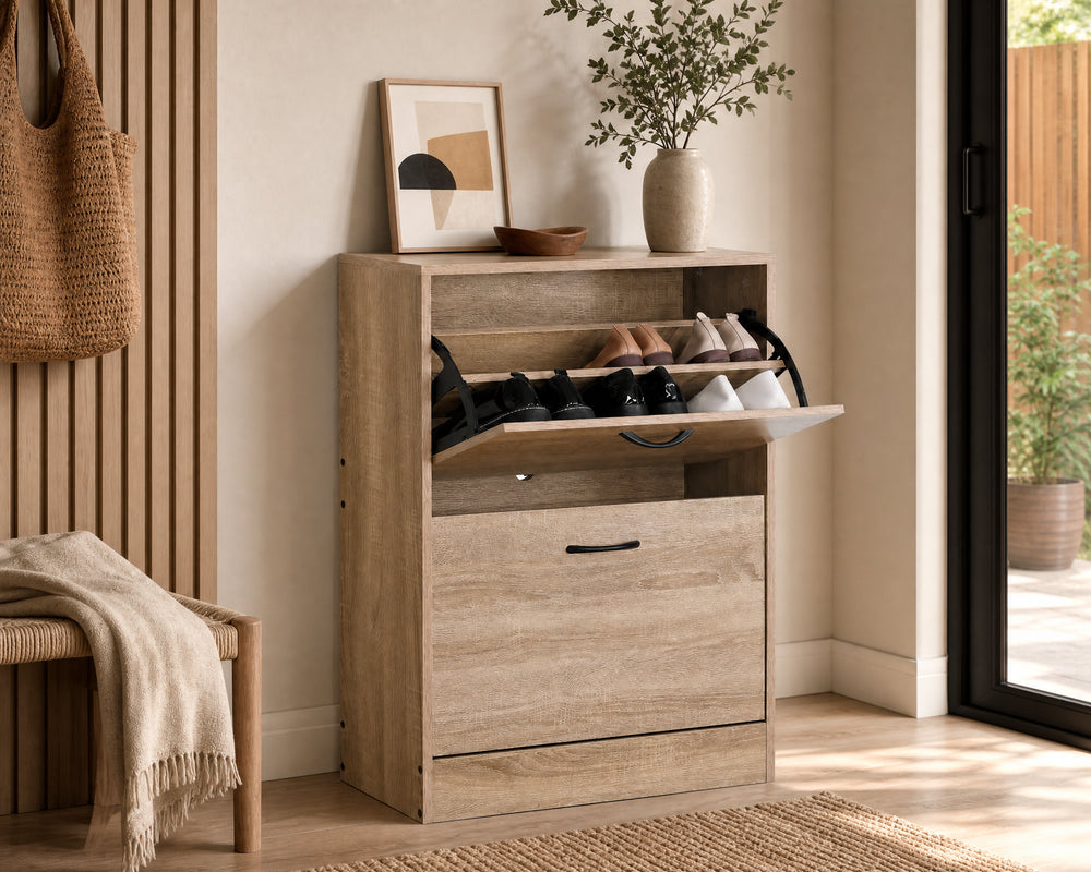 Zapatero de Madera 2 Alturas Walky con Diseño Compacto