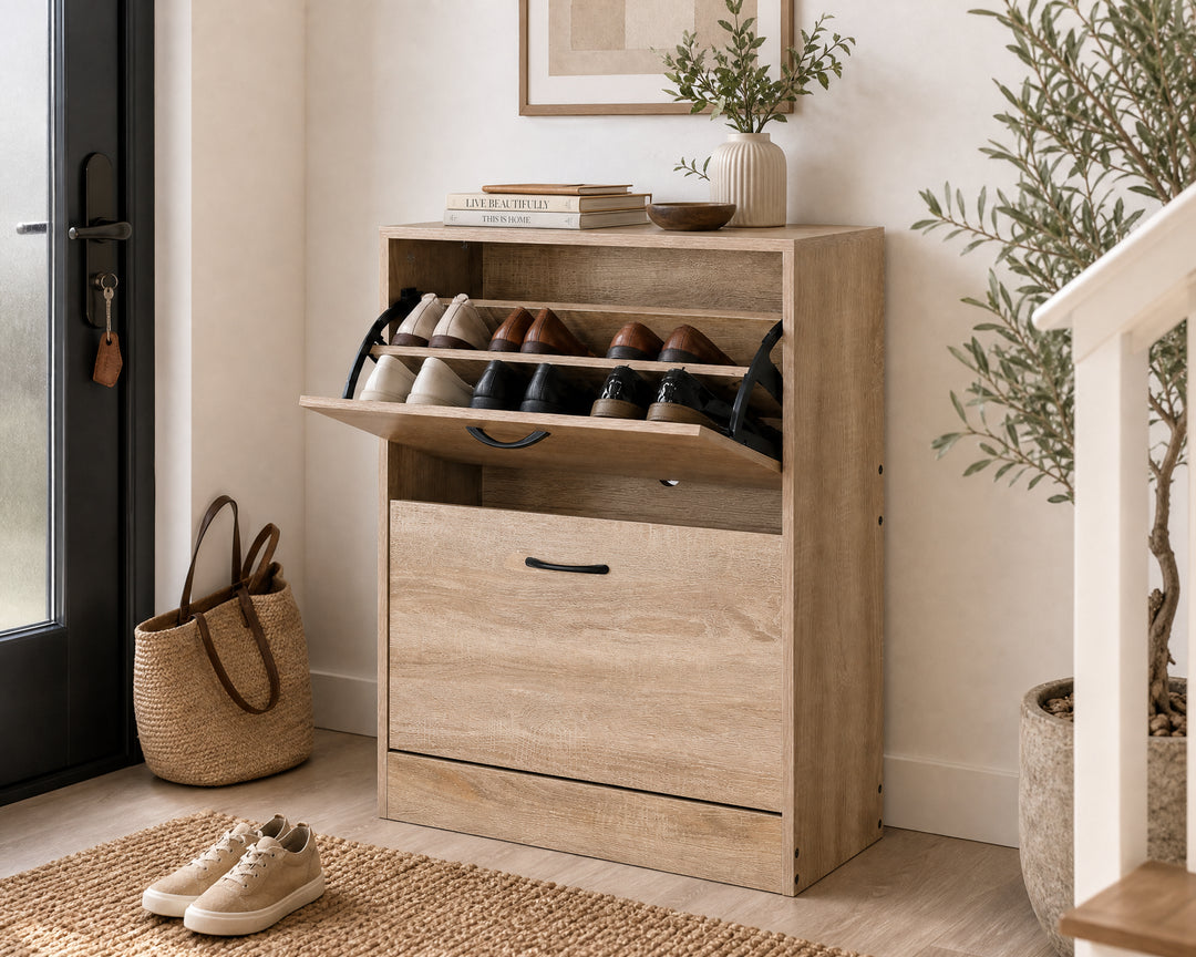 Zapatero de Madera 2 Alturas Walky con Diseño Compacto