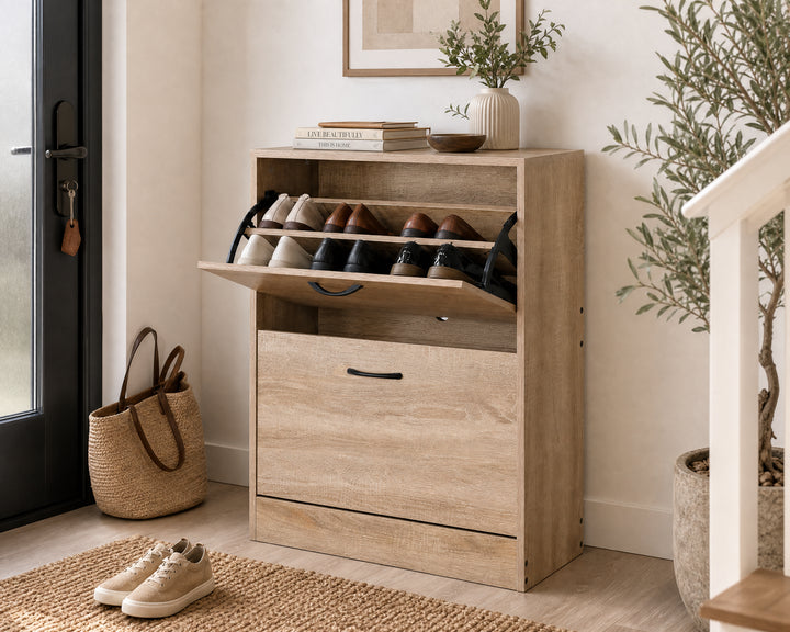 Zapatero de Madera 2 Alturas Walky con Diseño Compacto