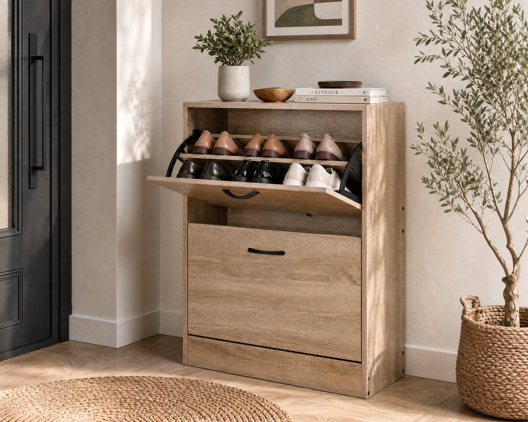 Zapatero de Madera 2 Alturas Walky con Diseño Compacto