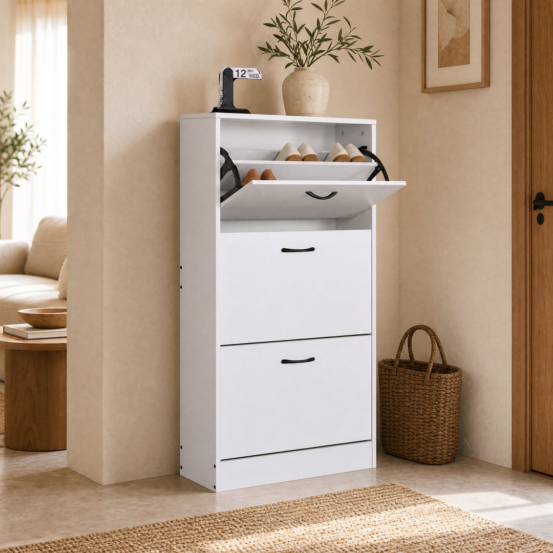 Zapatero Blanco de MDF 3 Alturas - Espacio Maximizado