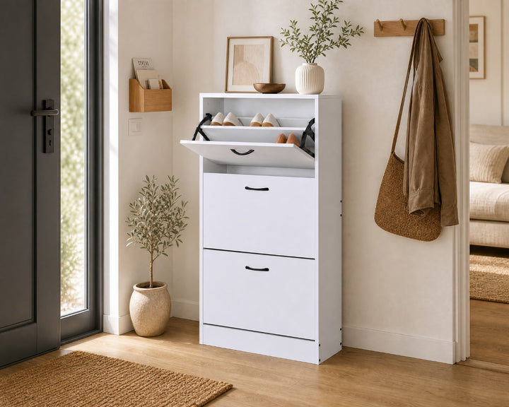 Zapatero Blanco de MDF 3 Alturas - Espacio Maximizado - imagen 2