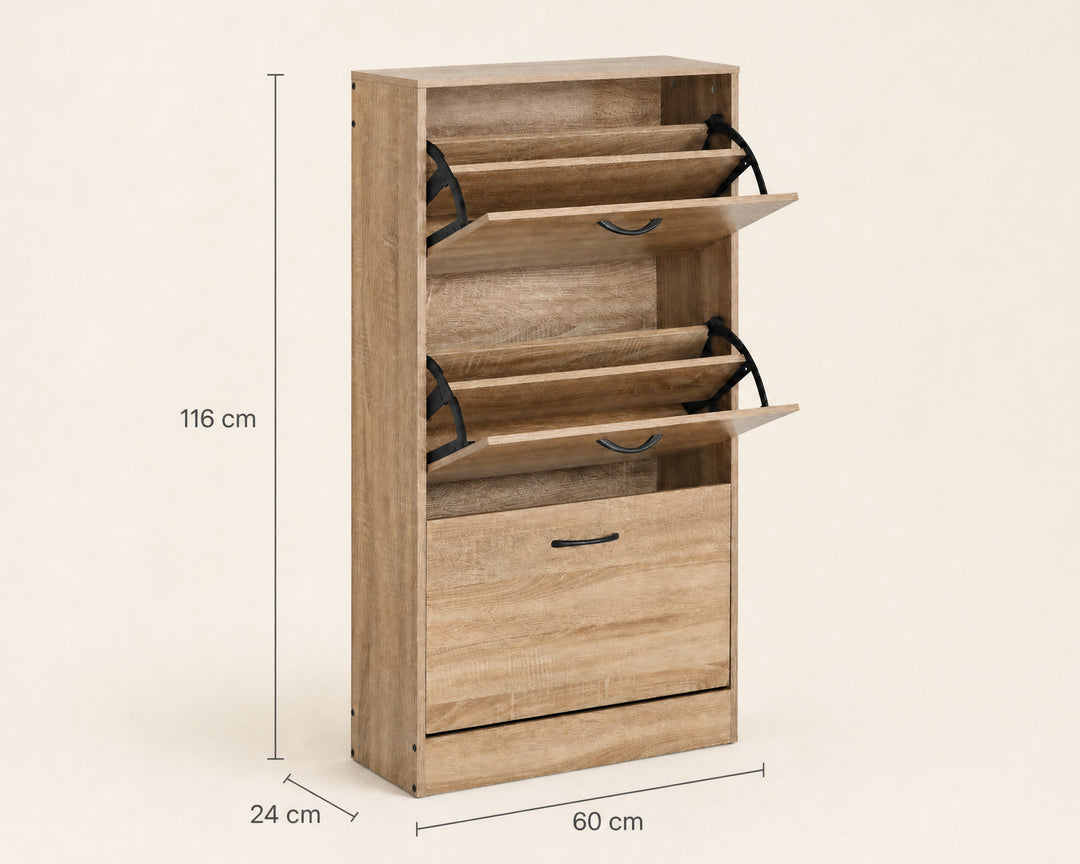 Zapatero de Madera 3 Niveles WALKY con Gran Capacidad