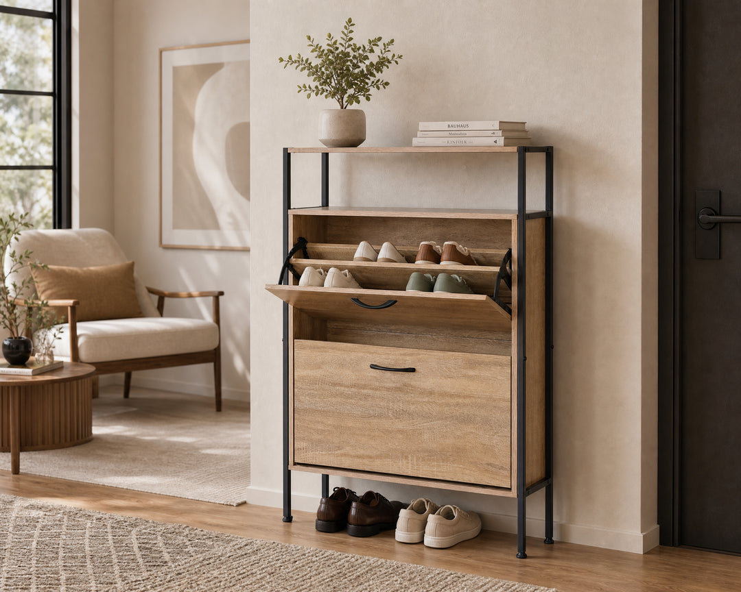 Zapatero Spaceline de Metal con Estante Superior 105 cm