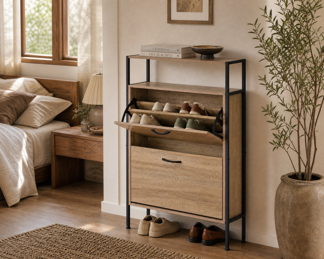 Zapatero Spaceline de Metal con Estante Superior 105 cm