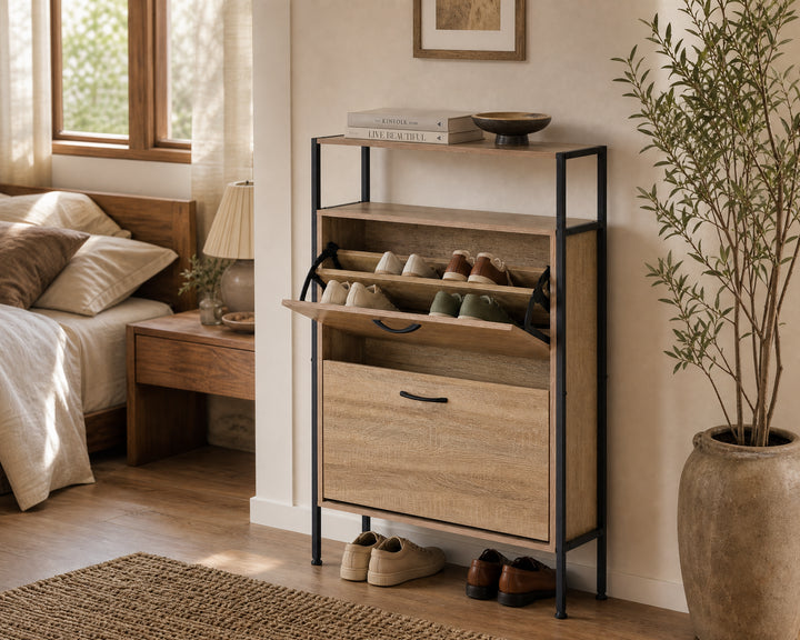 Zapatero Spaceline de Metal con Estante Superior 105 cm