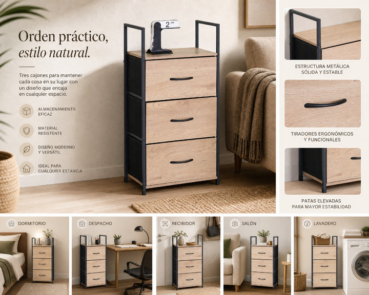 Cajonera Metálica Spaceline con 3 Cajones, Estilo Minimalista - imagen 8