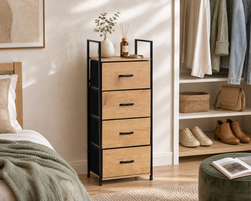 Cajonera Auxiliar SpaceLine 4 Cajones Metal y Madera
