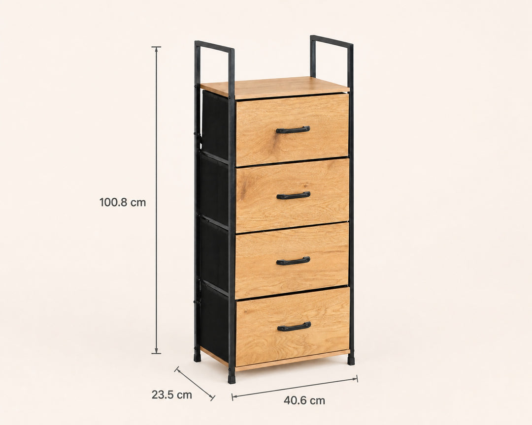 Cajonera Auxiliar SpaceLine 4 Cajones Metal y Madera - imagen 5