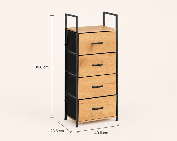 Cajonera Auxiliar SpaceLine 4 Cajones Metal y Madera - imagen 5