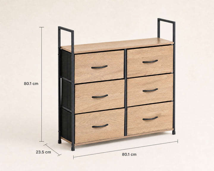 Cajonera Auxiliar Spaceline con 6 Cajones de Metal 80cm