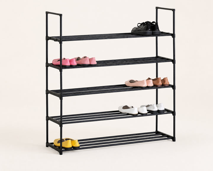 Zapatero de Metal 5 Estantes Negro para Organización Óptima