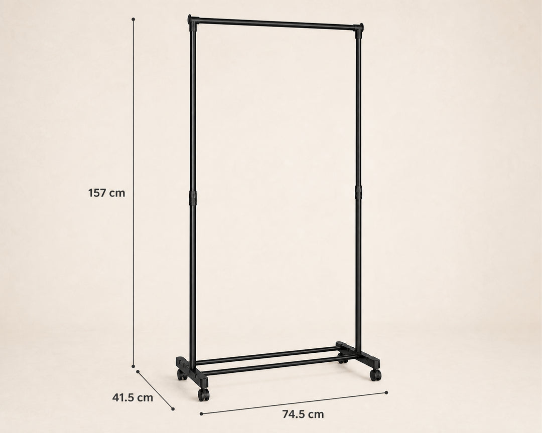 Perchero de Metal con Ruedas y Barra Ajustable 157 cm