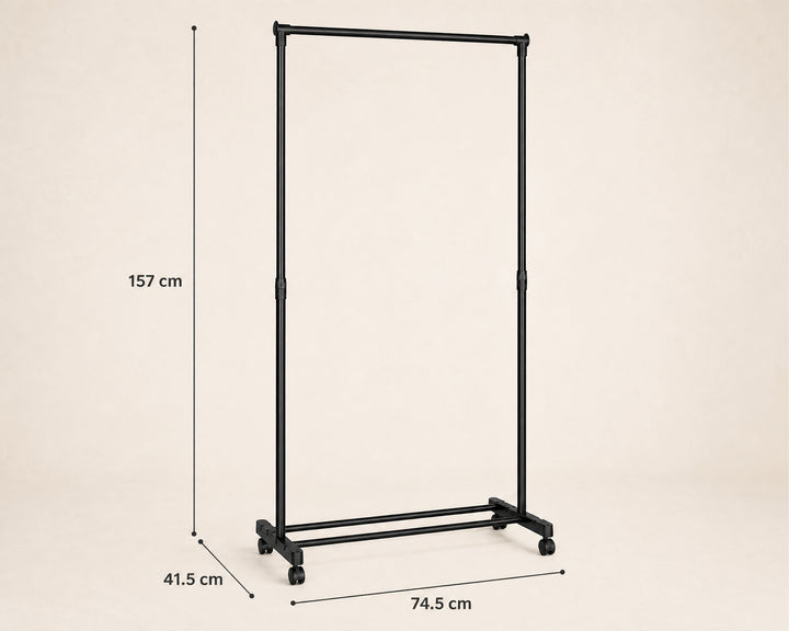 Perchero de Metal con Ruedas y Barra Ajustable 157 cm