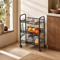 Carro Auxiliar Metal 3 Cestas con Ruedas 43x26x63 cm