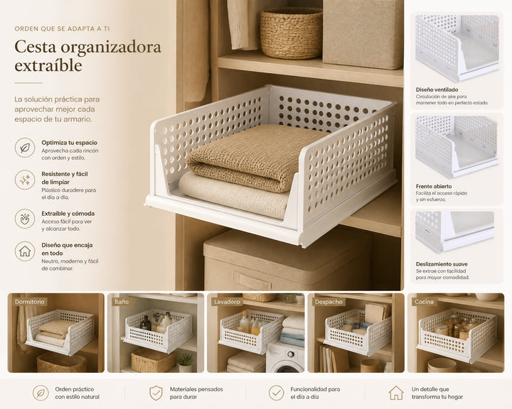 Cesta Organizadora Pull-Out con Guías, Espacio Optimizado