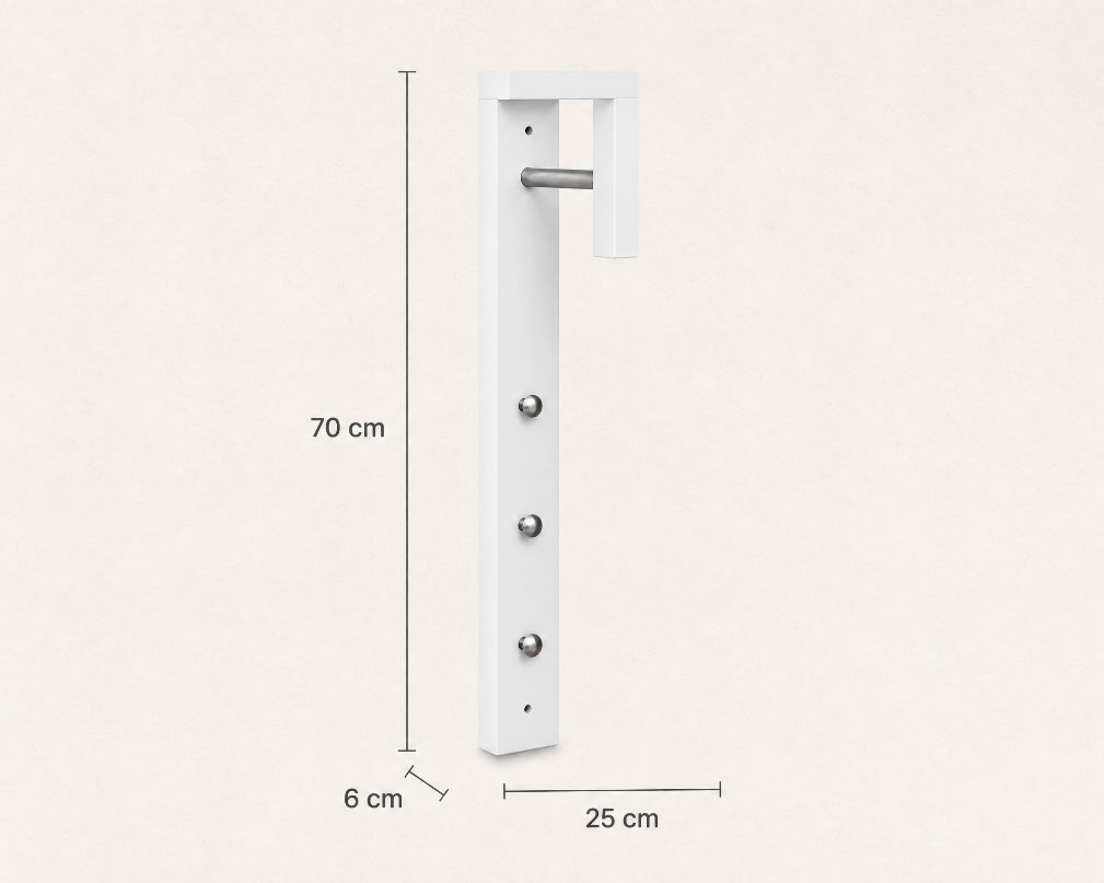 Perchero Blanco de MDF con 3 Ganchos y Barra, 25x70 cm - imagen 5