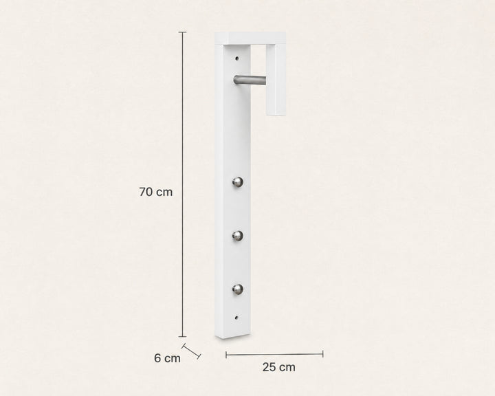Perchero Blanco de MDF con 3 Ganchos y Barra, 25x70 cm - imagen 5